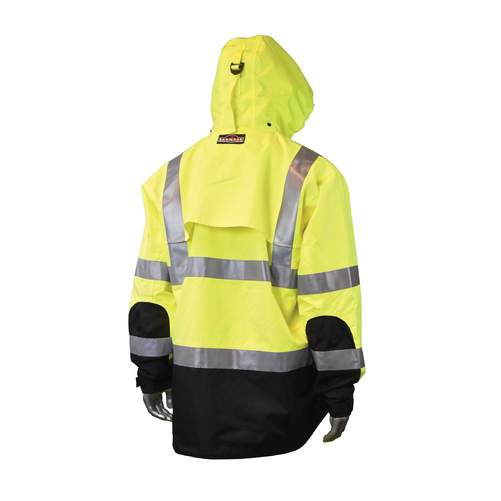 RADWEAR™ RW32-3Z1Y-2X Heavy Duty Rain Jacket, 2XL, Green, 300D Polyurethane Coated Ripstop Oxford Polyester, Resists: Water, ASTME96-05, ANSI/ISEA 107-2010 Class 3, Attached Hood