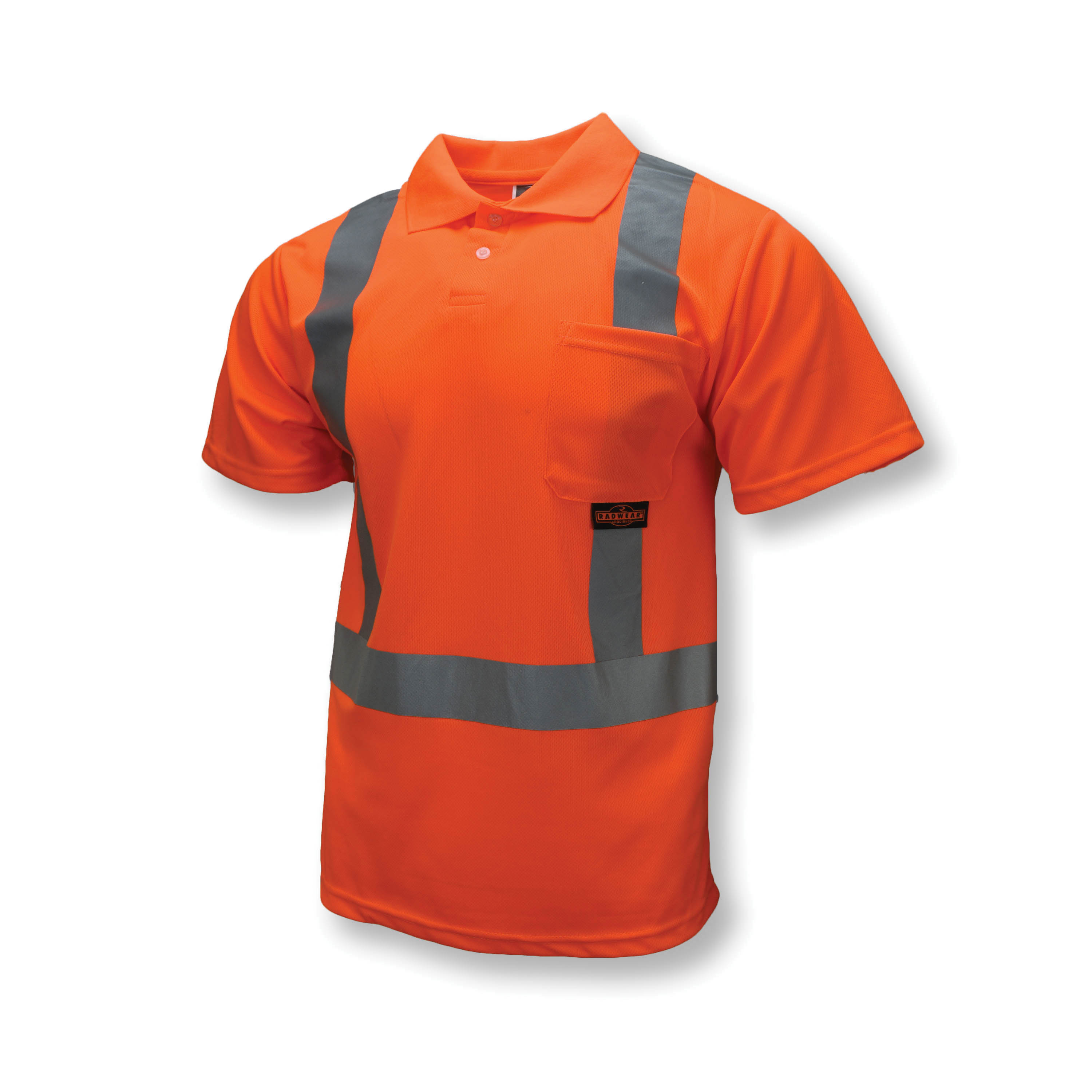 RADWEAR™ ST12-2POS-L Short Sleeve Safety Polo Shirt, L, Hi-Viz Orange, Wicking Polyester Mesh