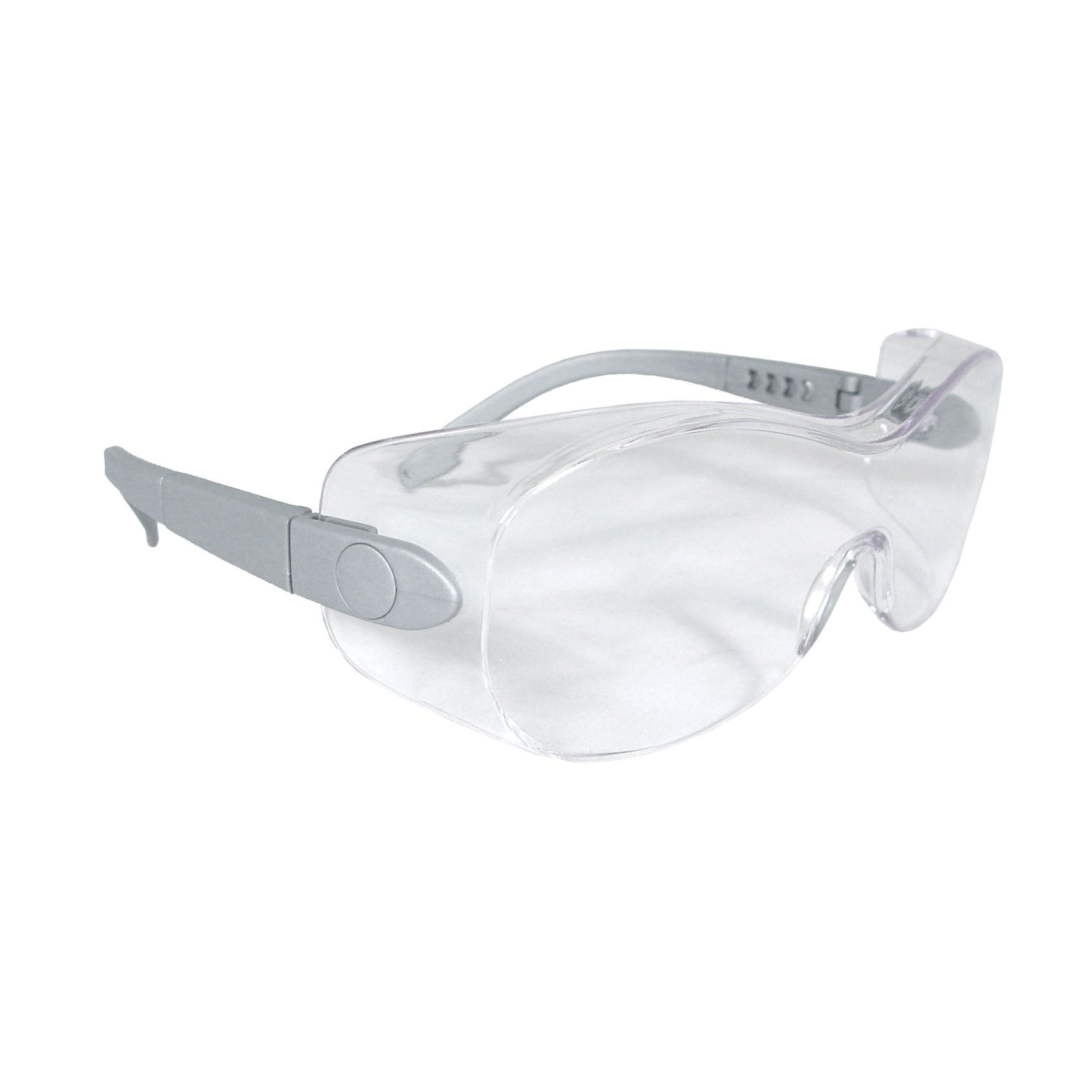 Radians® SH6-11 Sheath™ OTG Safety Eyewear, Anti-Fog/Hard Coat/Impact-Resistant, Clear Lens, Frameless Frame, Silver, Plastic Frame, Polycarbonate Lens, ANSI Z87.1+