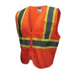 Radians® SV22-2ZOM-L Economy Safety Vest With 2-Tone Trim, L, Hi-Viz Orange, Polyester Mesh, Zipper Closure, 2 Pockets, ANSI Class: Class 2, ANSI/ISEA 107-2015 Type R