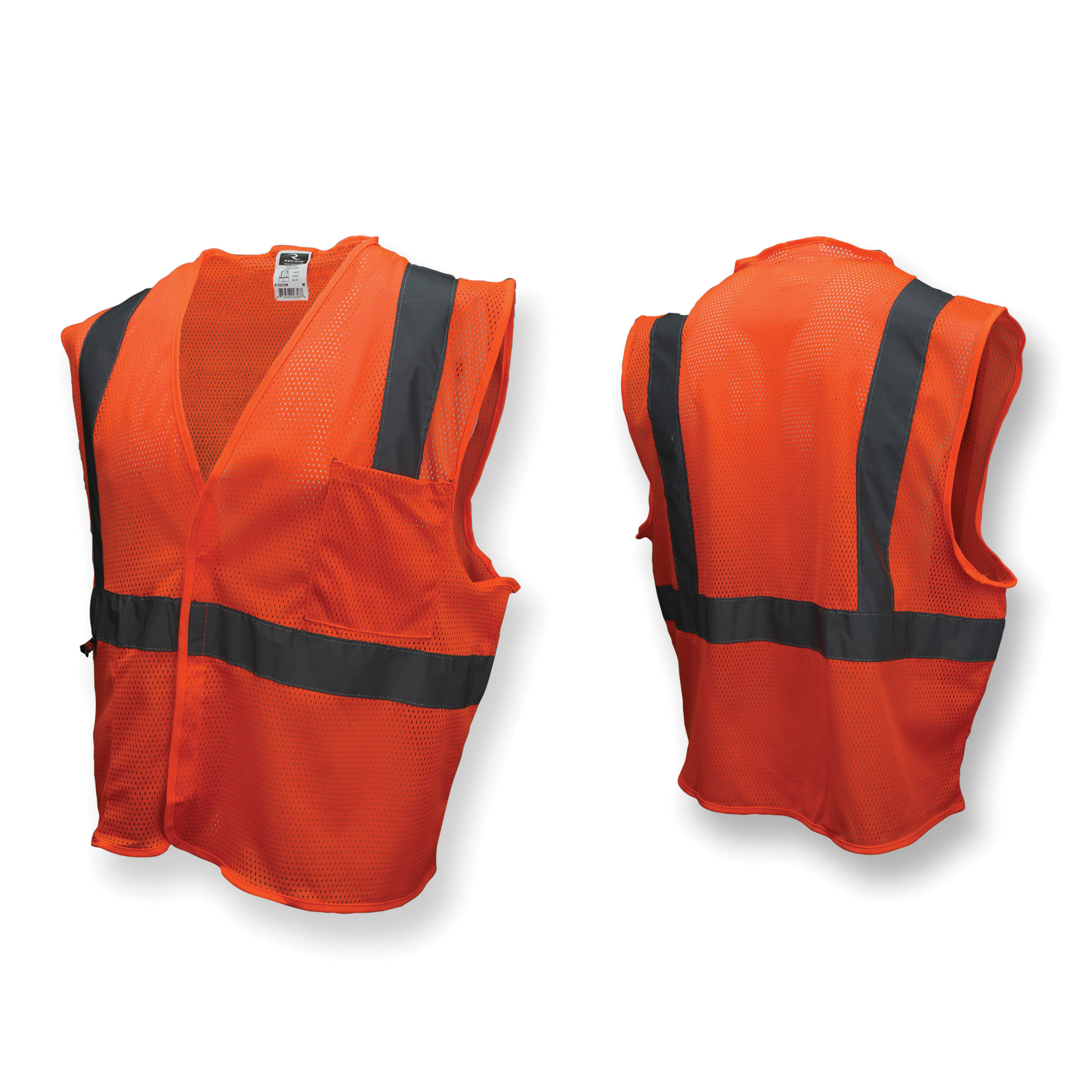Radians® SV2OM Economy Safety Vest, Hi-Viz Orange, Polyester, Hook and Loop Closure, 2 Pockets, ANSI Class: Class 2, ANSI/ISEA 107-2010