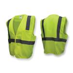 Radians® SV2ZGM Economy Safety Vest, Hi-Viz Green, Polyester, Zipper Closure, 2 Pockets, ANSI Class: Class 2, ANSI/ISEA 107-2015
