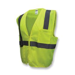 Radians® SV2ZGMM Economy Safety Vest, M, Hi-Viz Green, Polyester, Zipper Closure, 2 Pockets, ANSI Class: Class 2, ANSI/ISEA 107-2015