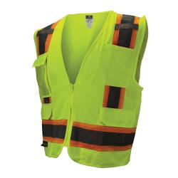 Radians® SV6-2ZGM-L 2-Tone Surveyor Safety Vest, L, Hi-Viz Green, Polyester Mesh, Zipper Closure, 8 Pockets, ANSI Class: Class 2, ANSI/ISEA 107-2015