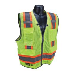 Radians® SV6HG-XL 2-Tone Heavy Duty Surveyor Safety Vest, XL, Hi-Viz Green, ANSI Mesh, #5 Zipper Closure, 6 Pockets, ANSI Class: Class 2, ANSI/ISEA 107-2015
