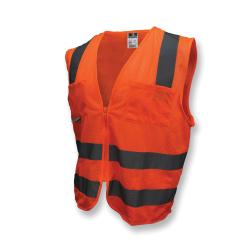 Radians® SV8OM3X Standard Safety Vest, 3XL, Hi-Viz Orange, Polyester Mesh, Zipper Closure, 6 Pockets, ANSI Class: Class 2, ANSI/ISEA 107-2015 Type R