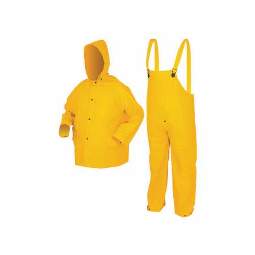 MCR Safety 2403M Classic Plus 2403 3-Piece Rainwear suit, M, Yellow, Polyester/Corduroy/PVC, 46 in Waist, 27-1/2 in L Inseam