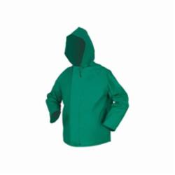 MCR Safety 388JHXL Dominator™ 388JH 1-Piece Rainwear Jacket With Attached Drawstring Hood, Unisex, XL, Green, Nylon/PVC, Resists: Grit, Grime and Splash, ASTM F903/D-6413