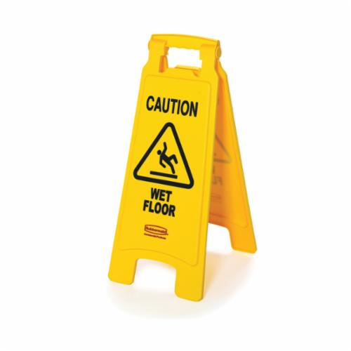 Rubbermaid® FG611277YEL 6112-77 2-Sided Floor Safety Sign, 25 in Open H x 11 in W, Black on Yellow, Polypropylene