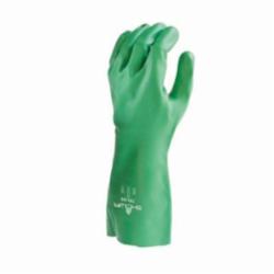 SHOWA® 731-10 Chemical-Resistant Gloves, XL/SZ 10, Nitrile, Green, Flocked Cotton Lining, 13 in L, Resists: Chemicals, Unsupported Support, Gauntlet Cuff, 15 mil THK
