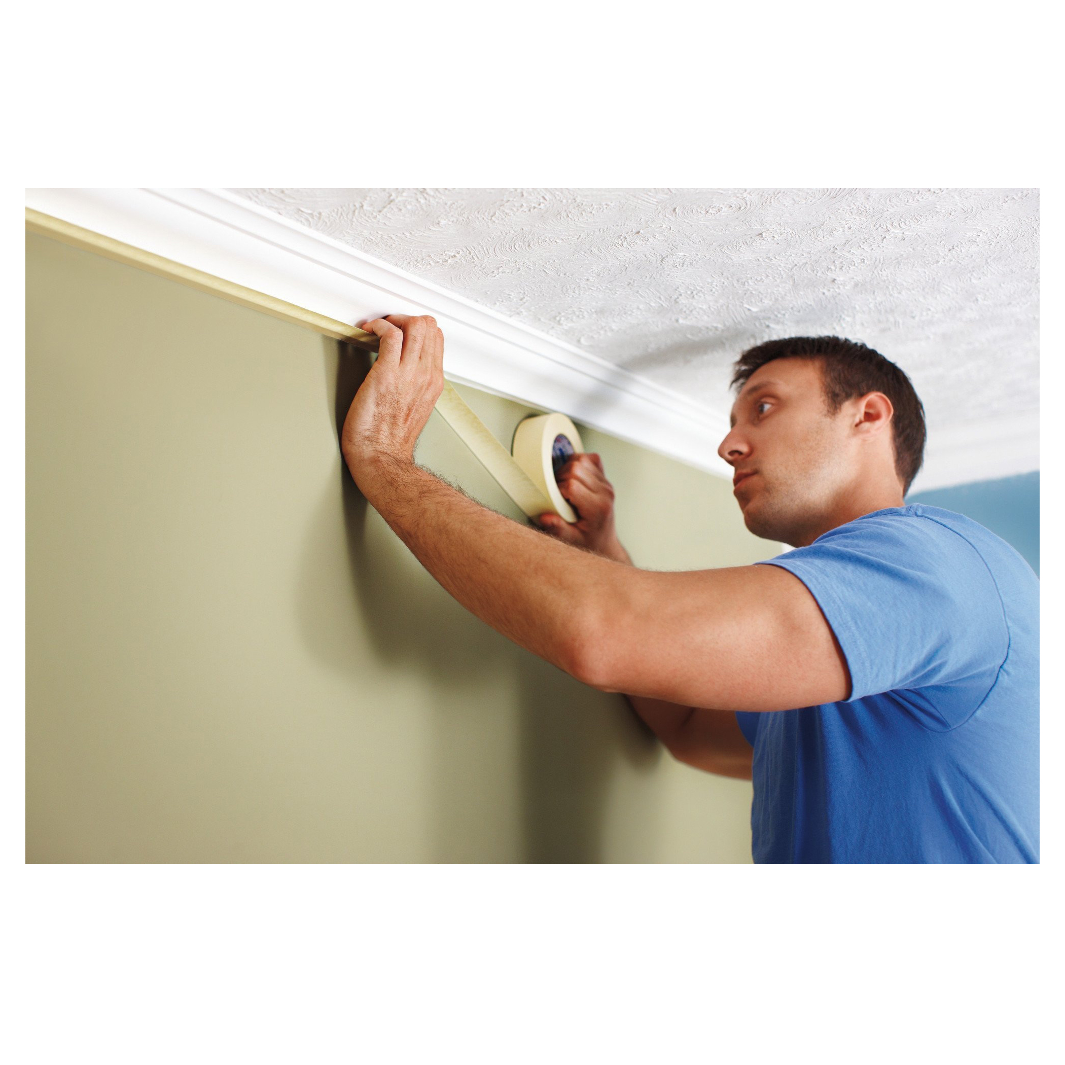 Shurtape® 104650 Contractor Grade Masking Tape, 60.1 yd L x 2 in W, 5.4 mil THK, Rubber Adhesive, Crepe Paper Backing