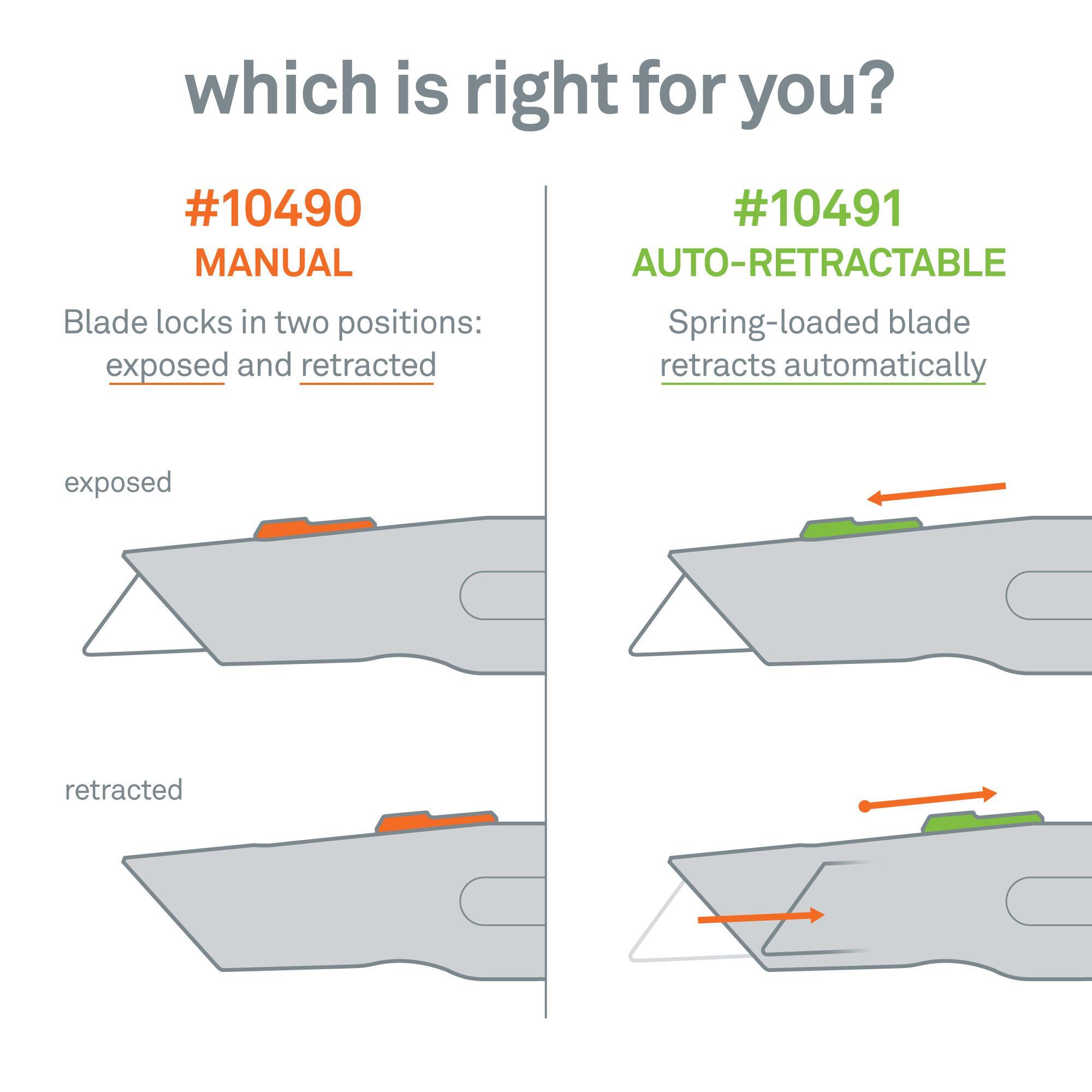 Slice™ 10491 Utility Knife, 0.74 in W Rounded Tip Blade, Steel Blade