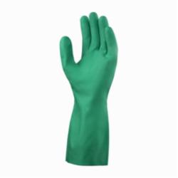 SolVex® 37-175 Powder Free Chemical-Resistant Gloves, Nitrile, Green, Flock Lining, 13 in L, Resists: Abrasion, Chemical, Puncture and Snag, Unsupported Support, Straight Cuff, 15 mil THK