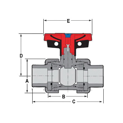 Spears® 1822-030 True Union 2000 Industrial Ball Valve, 3 in Nominal, Socket End Style, PVC Body, EPDM Softgoods, Domestic