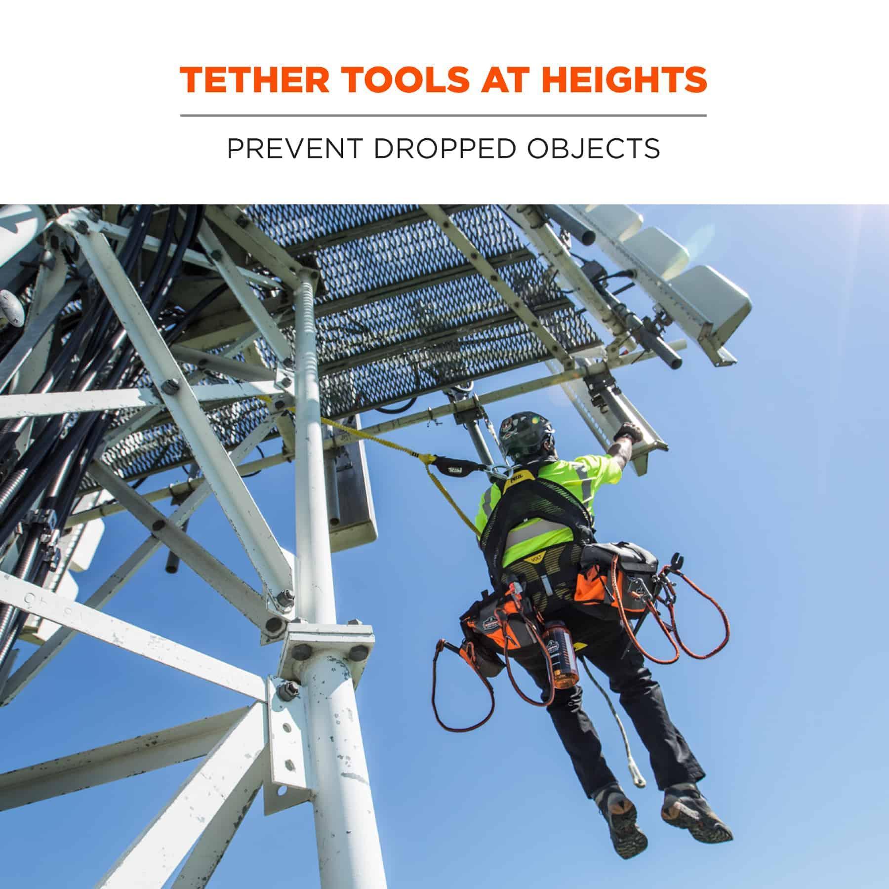 Squids® 19012 3100 Extended Tool Lanyard, 10 lb Load Capcity, 42 to 54 in L, Aluminum Hardware, 1 Leg, Carabineer Anchorage Connection, Nylon Web, Black