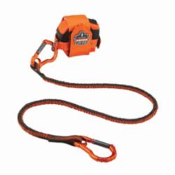 Squids® 19822 3110F(x) Lightweight Standard Tool Lanyard, 38 to 70 in L Extended, 10 lb Capacity, Carabiner Connection, 1680D Polyester Elastic Blended Webbing, Orange/Gray