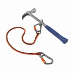 Squids® 19828 3118F(x) Lightweight Standard Tool Lanyard, 38 to 70 in L Extended, 15 lb Capacity, Carabiner Connection, 1680D Polyester Elastic Blended Webbing, Orange/Gray