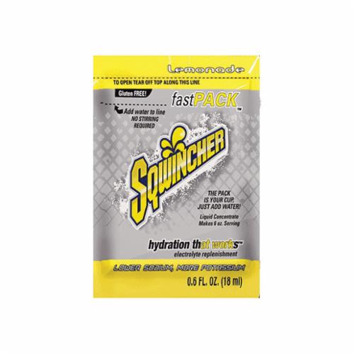 Sqwincher® 015303-LA Fast Pack® Sports Drink Mix, 0.6 oz Pack, 6 oz Yield, Liquid Form, Lemonade