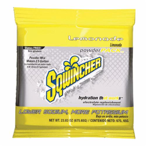 Sqwincher® 016040-LA Powder Pack™ Dry Mix Sports Drink Mix, 23.83 oz Pack, 2.5 gal Yield, Powder Form, Lemonade