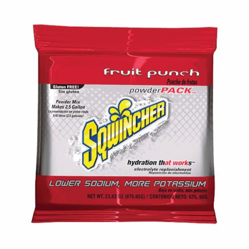 Sqwincher® 016042-FP Powder Pack™ Dry Mix Sports Drink Mix, 23.83 oz Pack, 2.5 gal Yield, Powder Form, Fruit Punch
