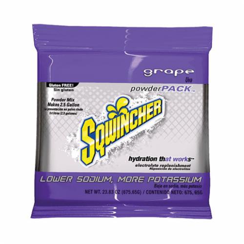 Sqwincher® 016046-GR Powder Pack™ Dry Mix Sports Drink Mix, 23.83 oz Pack, 2.5 gal Yield, Powder Form, Grape