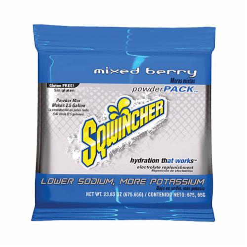 Sqwincher® 016048-MB Powder Pack™ Dry Mix Sports Drink Mix, 23.83 oz Pack, 2.5 gal Yield, Powder Form, Mixed Berry