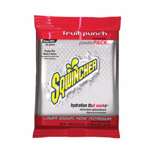 Sqwincher® 016405-FP Powder Pack™ Dry Mix Sports Drink Mix, 47.66 oz Pack, 5 gal Yield, Powder Form, Fruit Punch