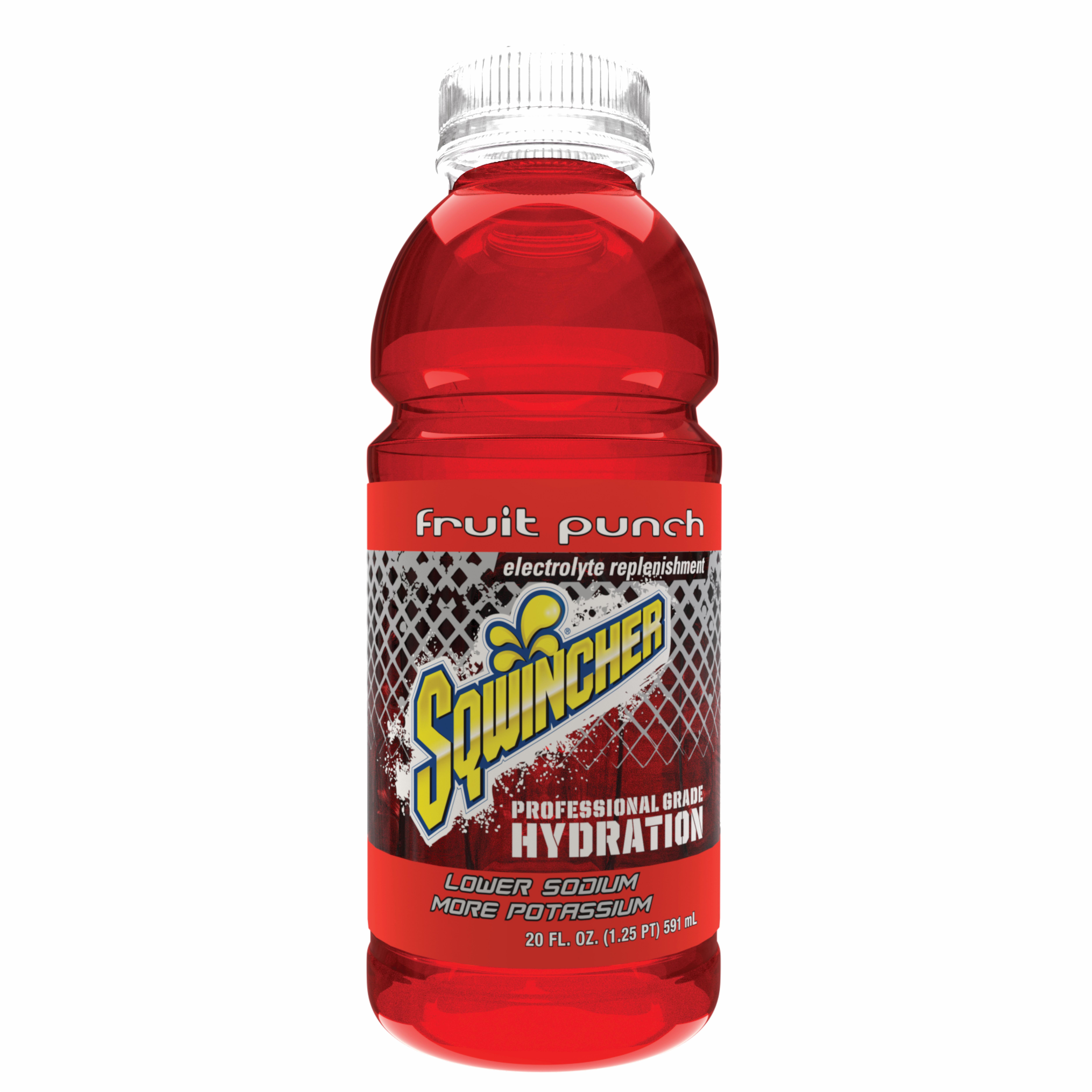 Sqwincher® 030535-FP Sports Drink, 20 oz Wide Mouth Bottle, 20 oz Yield, Ready-to-Drink Form, Fruit Punch