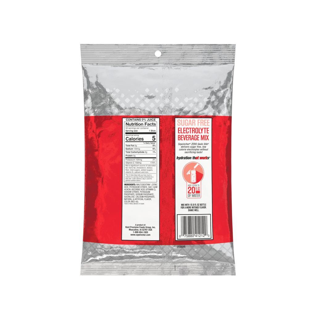 Sqwincher® 159060097 Qwik Stik® ZERO Concentrate Hydration Single Serve Sports Drink Mix, 0.11 oz Pack, 20 fl-oz Yield, Powder Form, Watermelon
