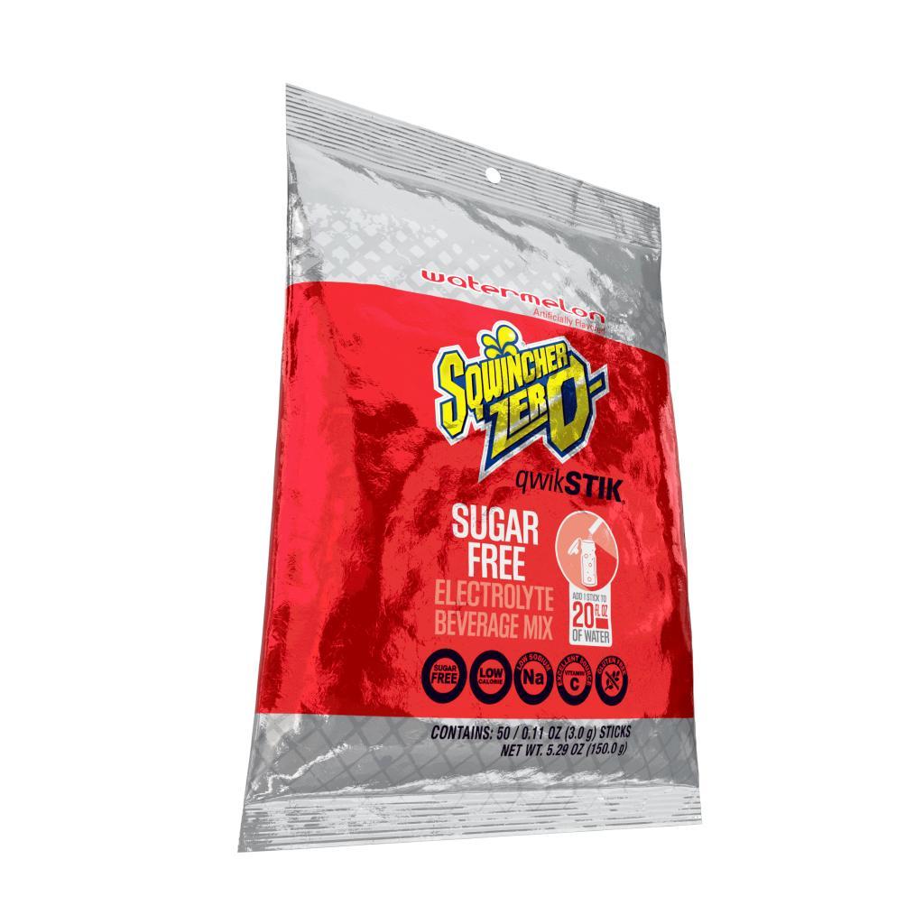 Sqwincher® 159060097 Qwik Stik® ZERO Concentrate Hydration Single Serve Sports Drink Mix, 0.11 oz Pack, 20 fl-oz Yield, Powder Form, Watermelon
