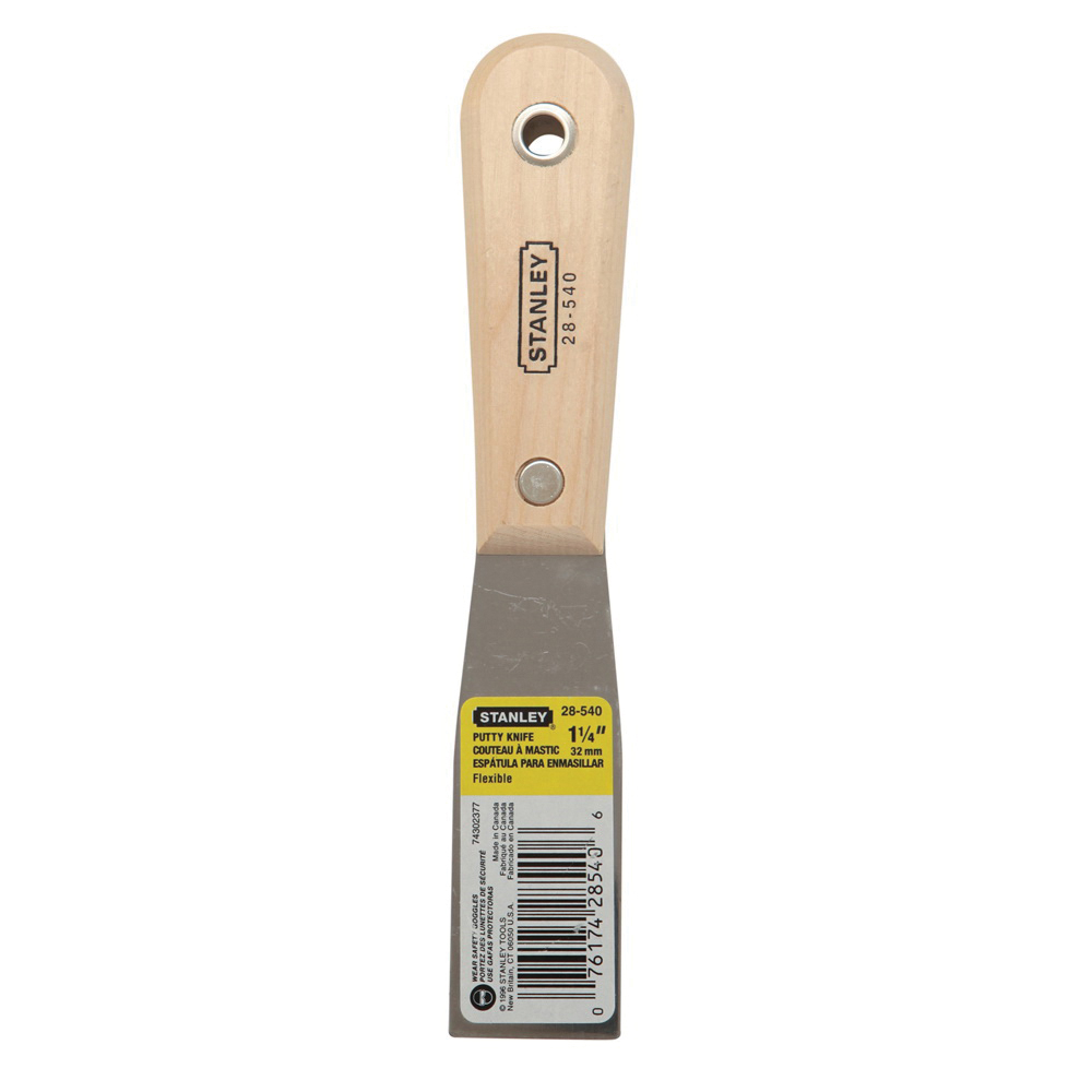 Stanley® 28-540 Putty Knife, 3-5/8 in L x 1-1/4 in W, High Carbon Steel Blade, Flexible Blade Flexibility