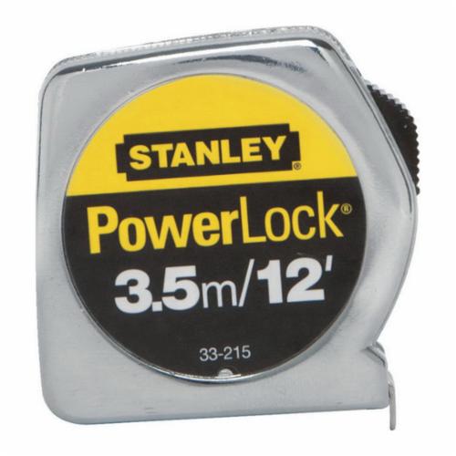 Stanley® PowerLock® 33-215 Tape Rule, 12 ft L x 1/2 in W Blade, Mylar® Polyester Film, Imperial/Metric, 1/16ths, 1/32nds, 1 mm