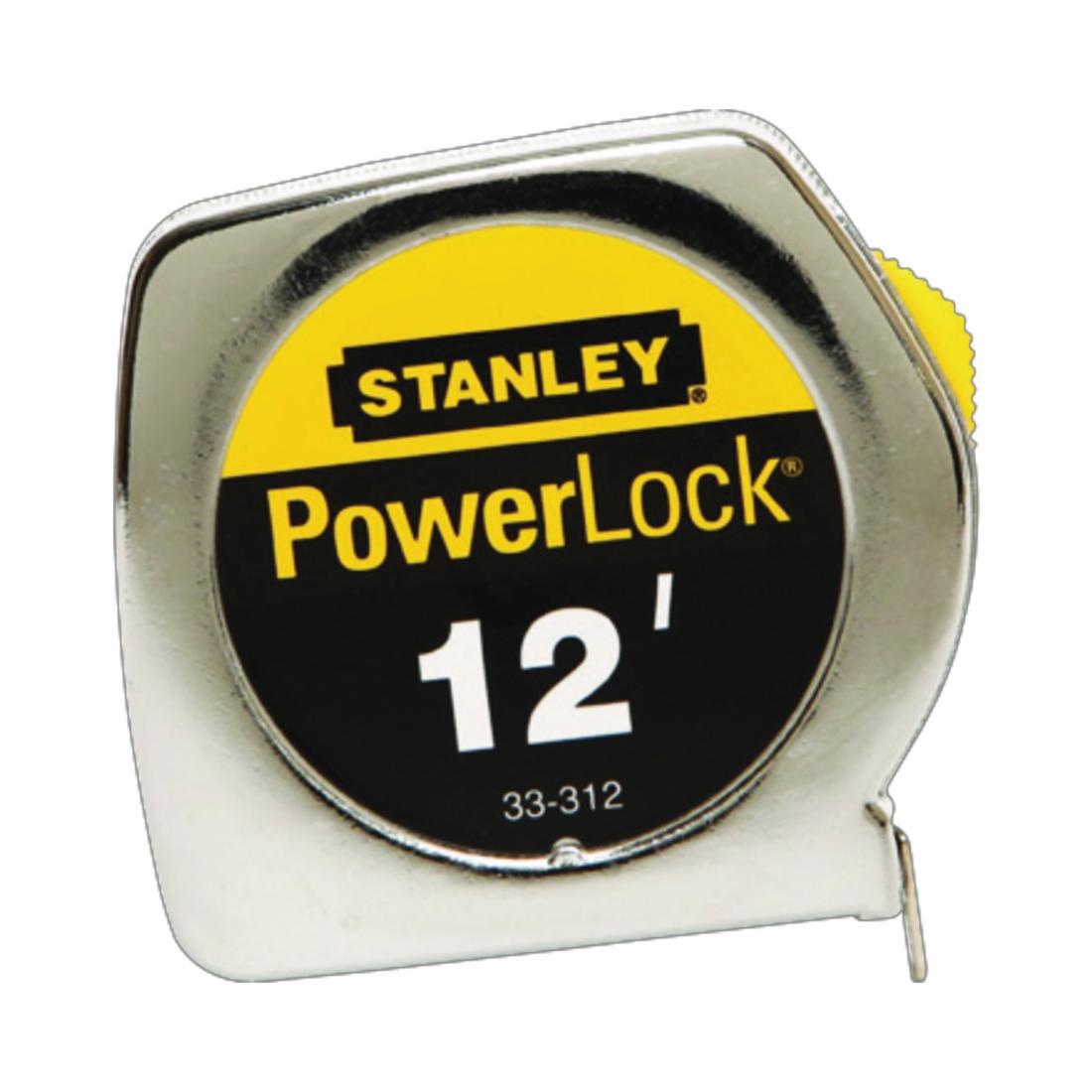 Stanley® PowerLock® 33-312 Heavy Duty Tape Rule, 12 ft L x 3/4 in W Blade, Mylar® Polyester Film, Imperial, 1/16ths, 1/32nds