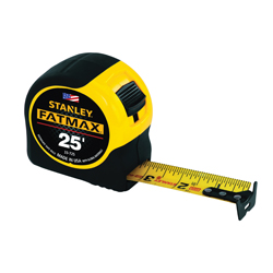 Stanley® FatMax® 33-725 Reinforced Tape Rule With BladeArmor®, 25 ft L x 1-1/4 in W Blade, Mylar® Polyester Film, Imperial