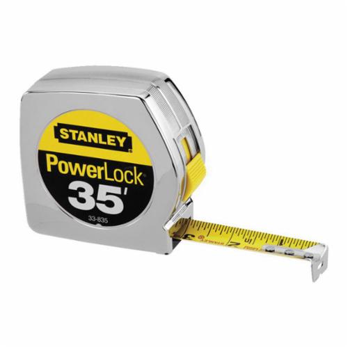 Stanley® PowerLock® 33-835 Classic Tape Rule, 35 ft L x 1 in W Blade, Mylar® Polyester Film, Imperial, 1/16ths