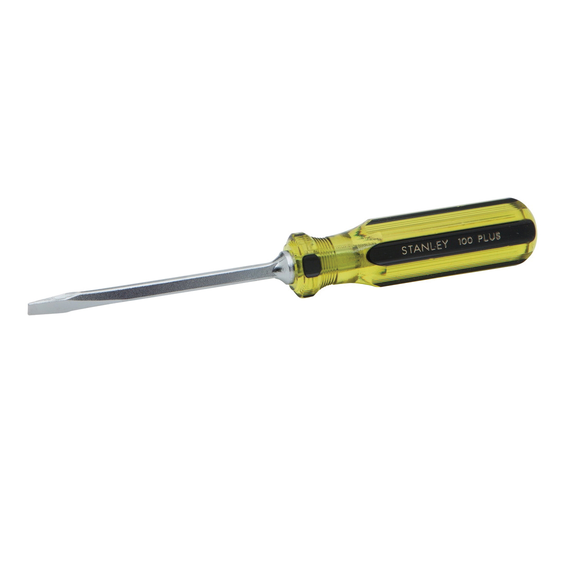 Stanley® 100 PLUS® 66-174 Standard Screwdriver, 1/4 in Keystone/Slotted, Alloy Steel Shank, 8-1/4 in OAL, Acetate Handle, Black Oxide Tipped/Polished Chrome