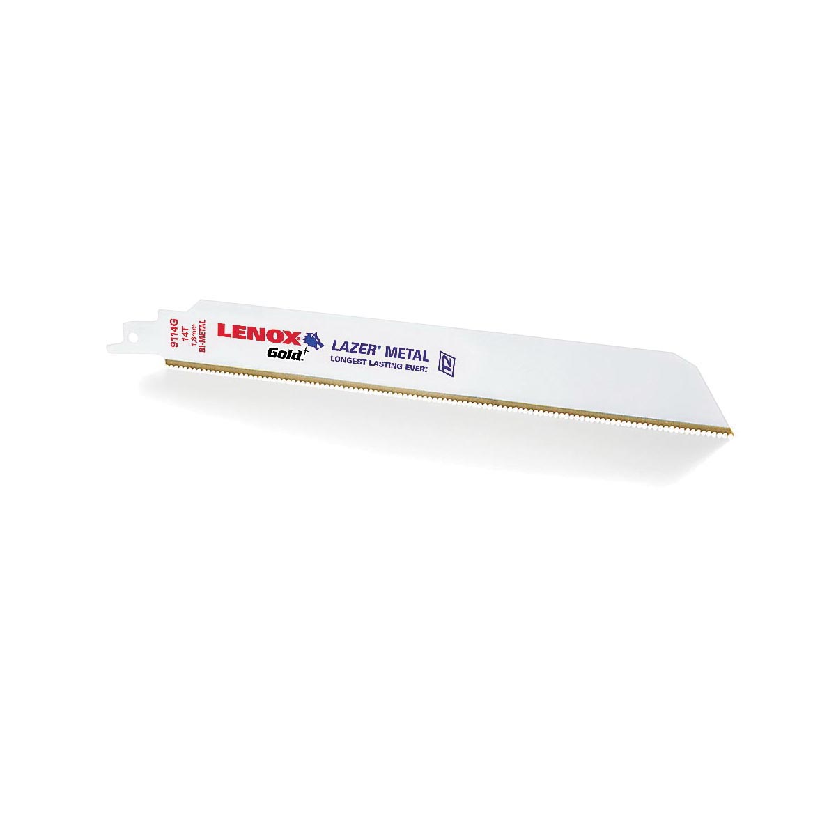 Lenox® Gold® 2110012110GR Reciprocating Saw Blade, 12 in L x 1 in W, 10 TPI, Bi-Metal Body, U-Shank Tang