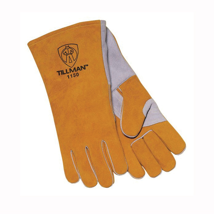 Tillman™ 1150 Stick Welding Gloves, L, Side Split Cowhide Leather, Gold