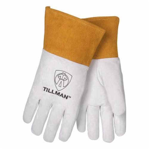 Tillman™ 24CL Premium Grade TIG Welding Gloves, L, Top Grain Kid Skin Back/Kevlar® Stitching/Split Cowhide Leather Cuff, Pearl, Unlined, Gauntlet Cuff, 12 in L