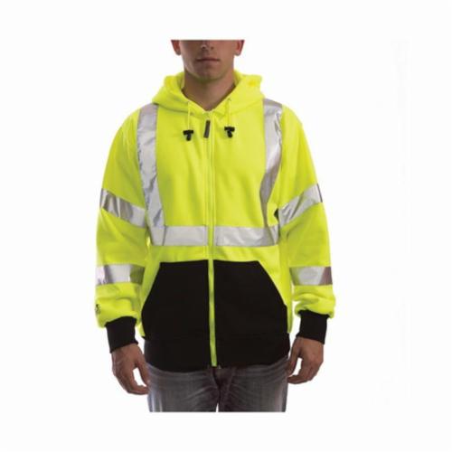 Tingley Job Sight™ S78122 Class 3 Hooded Sweatshirt, Fluorescent Yellow/Green/Black, Polyester