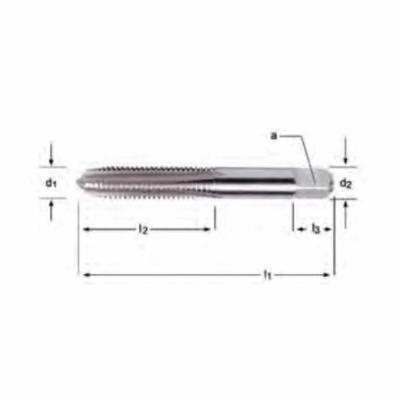 Union Butterfield® 6008999 1700M General Purpose Straight Flute Hand Tap, Right Hand Cutting, M18x2.5 Thread, D7 Thread Limit, Plug Chamfer, 4 Flutes, Bright, HSS