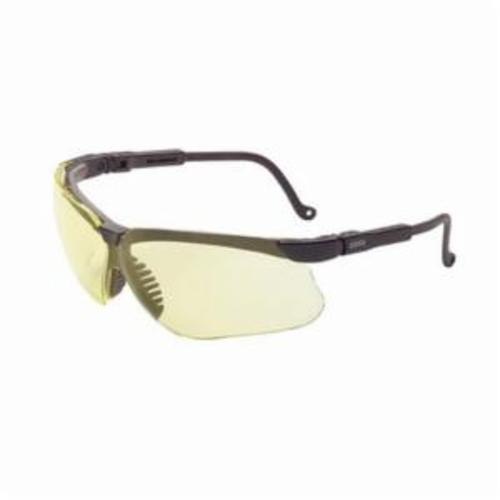 Uvex® by Honeywell S3202 Genesis® High Performance Safety Eyewear, Ultra-Dura® Hard Coat, Amber Lens, Wrap Around Frame, Black, Polycarbonate Frame, ANSI Z87.1-1989, ANSI Z87.1-2003, CSA Z94.3, CA 18828, Military V0