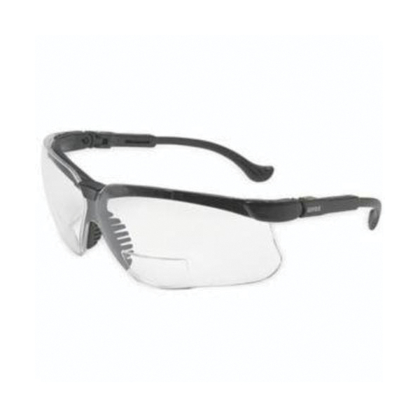 Uvex® by Honeywell S3762 Genesis® Bi-Focal Lens Safety Reading Glasses, +2 Diopter, Clear Lens, Black, Polycarbonate Frame, Yes % UV Protection, ANSI Z87.1-2003, CSA Z94.3-2007