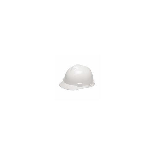 MSA V-Gard® 475358 Front Brim Hard Hat, 6-1/2 Fits Mini Hat, 8 Fits Max Hat, Polyethylene, 4-Point Fas-Trac® III Suspension, ANSI Electrical Class Rating: Class E, ANSI Impact Rating: Type I, SBA Logo Graphics, Ratchet Adjustment