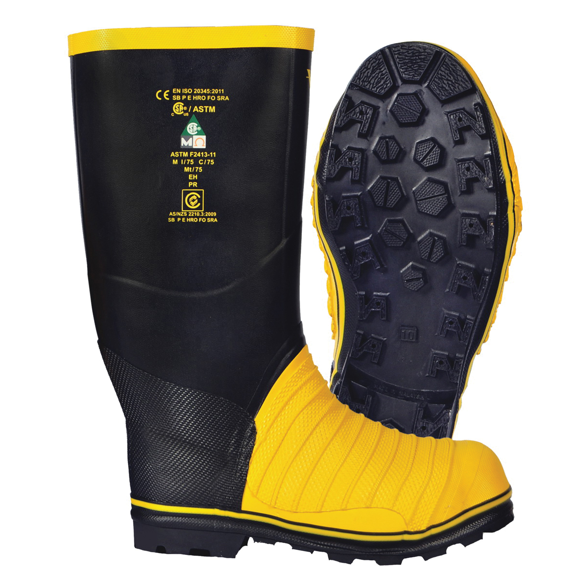 Viking® VW49T-9 Miner 49er VW49T Classic Fit Tall Safety Boots, Men's, SZ 9, 16 in H, Steel Toe, Natural Rubber Upper, Nitrile Butadiene Rubber Outsole, Resists: Abrasion, Chemical, Electric Shock, Heat, Oil, Slip and Sodium Cyanide