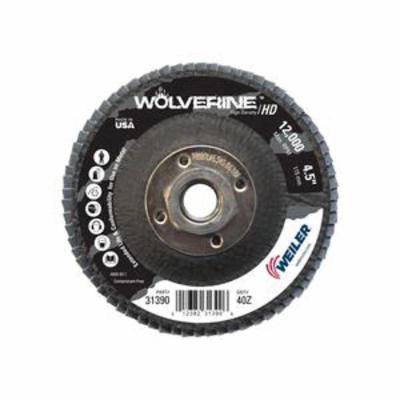 Vortec Pro® Wolverine™ 31390 Fast Cut High Density Coated Abrasive Flap Disc, 4-1/2 in Dia Disc, 40 Grit, Coarse Grade, Zirconia Alumina Abrasive, Type 27 Flat Disc