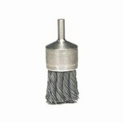 Weiler® 10027 Stem Mount End Brush, 1-1/8 in Dia Brush, Knot, 0.014 in Dia Filament/Wire, Steel Fill, 7/8 in L Trim