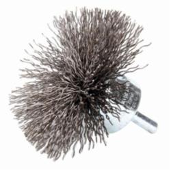 Weiler® 10073 Circular Flared End Brush, 3 in Dia Brush, Crimped, 0.02 in Dia Filament/Wire, Steel Fill, 7/8 in L Trim