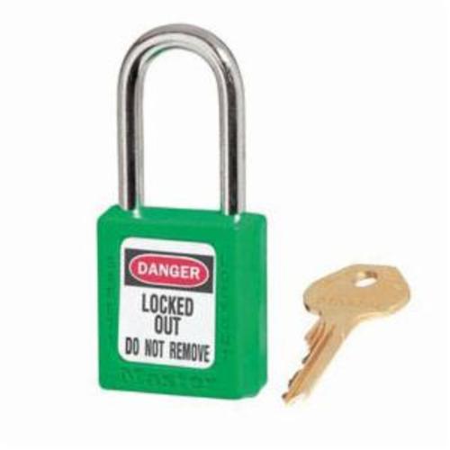Master Lock® 410KAGRN Zenex™ 410 Lockout Padlock, Alike Key, Green, Thermoplastic Body, 1/4 in Dia x 1-1/2 in H x 25/32 in W Steel Shackle, 1-3/4 in L Body