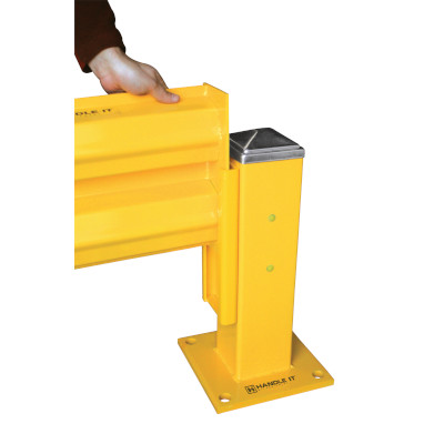 Handle-It CS-2 Guard Rail Double Rail Post, 43" H, Yellow